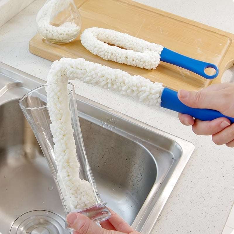Soft Bristle Multi-functional Bottle Cleaning Brush with Handle - Portable, No Electricity Needed, Ideal for Kitchen Cleaning, Glass & Decanter Cleaner Tool