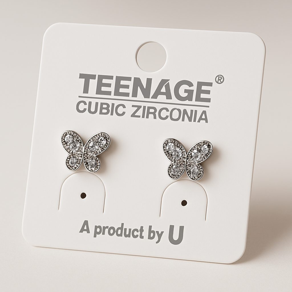 Sparkling Butterfly Stud Earrings with Clear Cubic Zirconia- Minimalist  Charm Jewelry (1 Pair)