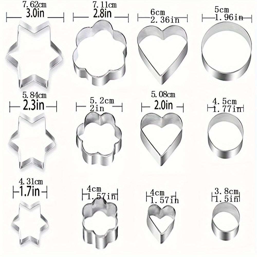 12 pcs Stainless Steel Cookie Cutters, Cookie Making Tools, Cookie Cutter Set