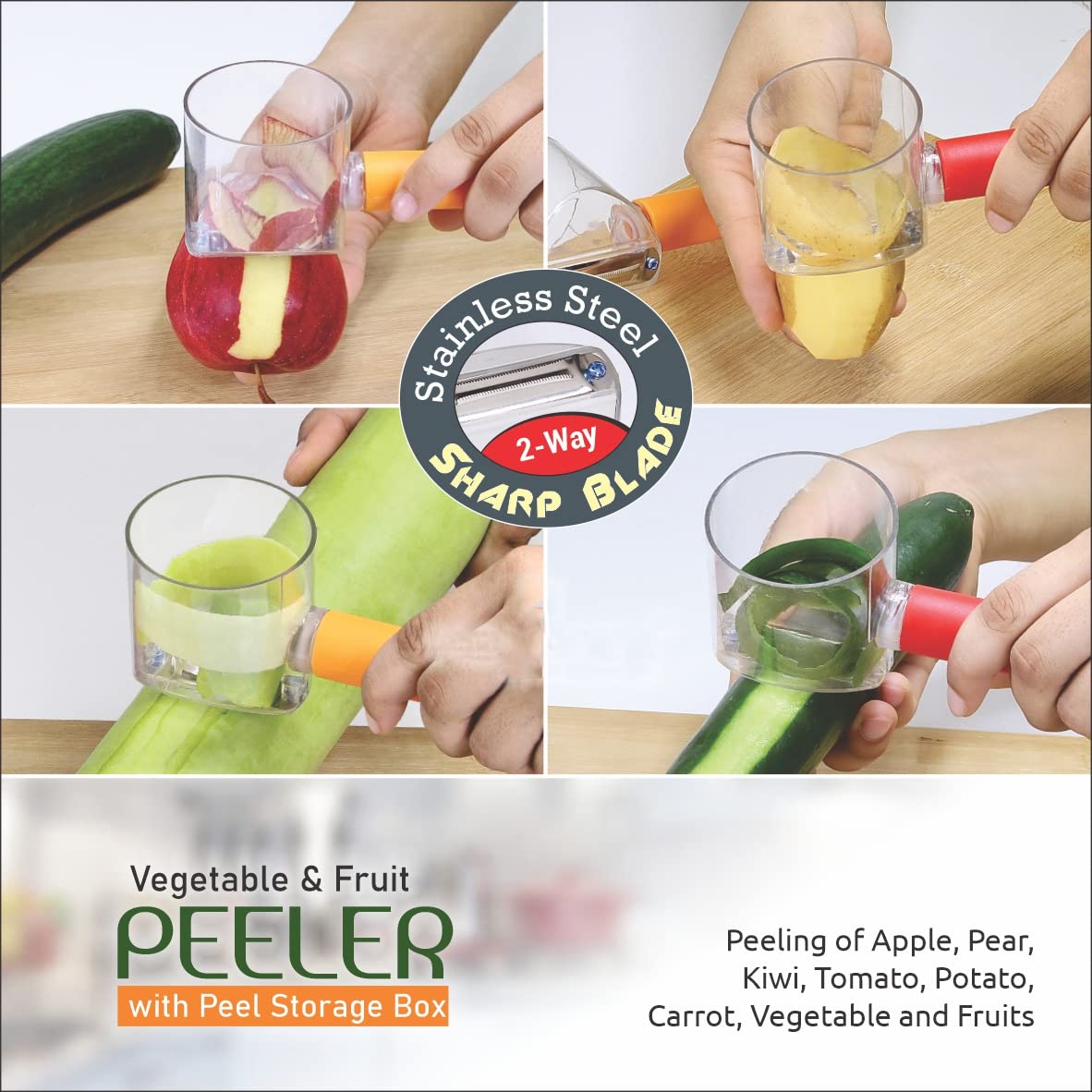 Compact multicolor citrus peeler for kitchen, ideal for oranges, carrots, and more