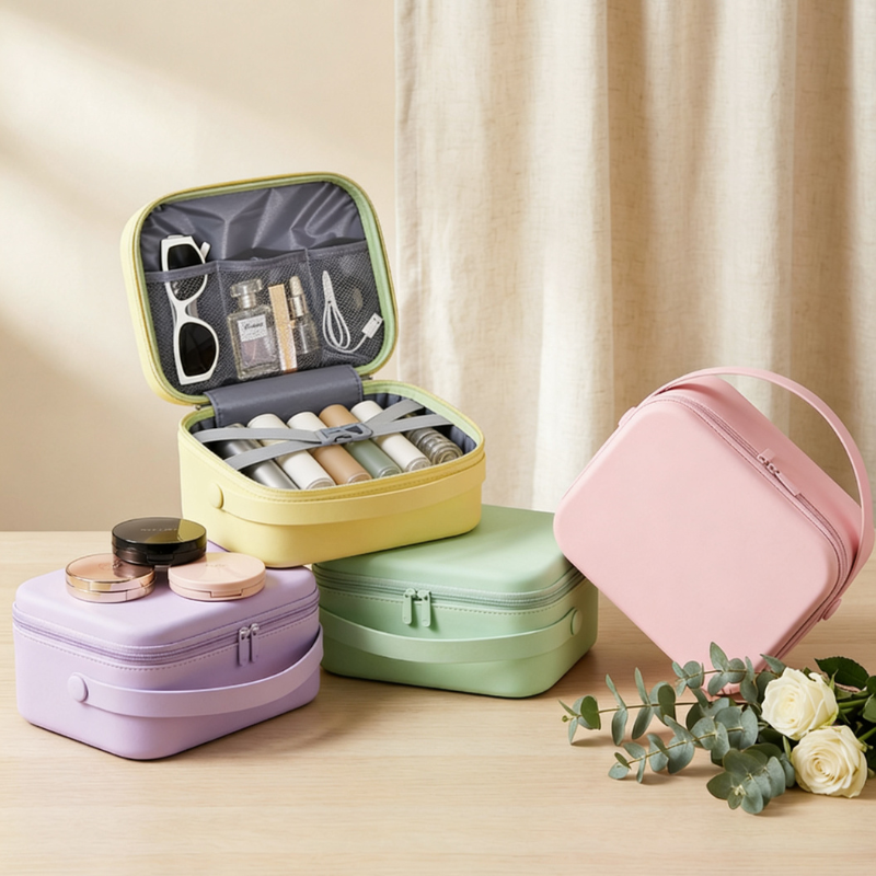 Portable Lightweight Travel Cosmetic Bag – Fashionable Hand Luggage Organizer for Makeup, Toiletries & Essentials (Random Colour) [NO COD]