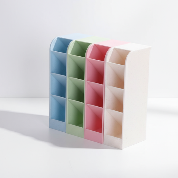 4 Grid Desktop Pen Cum Cosmetic Holder, Pen Holder, 4 Compartment Office Desk Organizer, Stationary & Makeup Brush Organizer