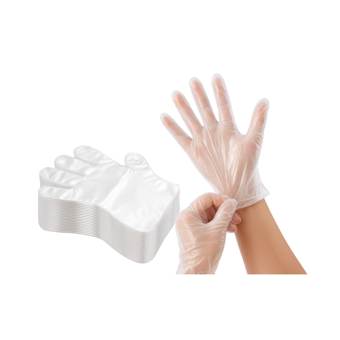 Disposable Plastic Hand Gloves – Transparent, Waterproof, Food Safe – Pack of 100