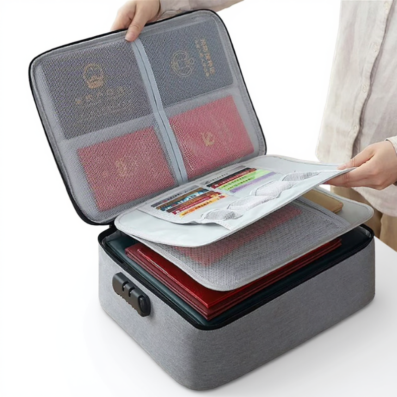 Large Capacity Travel Document Bag – Water-Resistant Organizer with Password Lock for Travel, Office & Home (Random Color-Pack of 1)