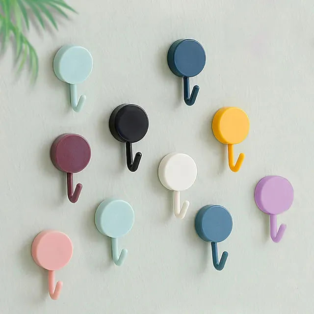 Wall Hooks Multi-Color Set – 10 Round Hooks for Home Organization (set of 10 pcs, Random Color)