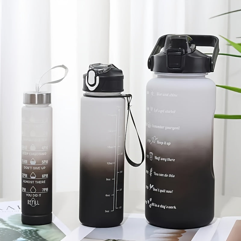 3 Pcs Pack Large Capacity Sports Water Bottles, Durable PC Material, Leak-Proof Lids, Handy Handles, Uncharged, for Outdoor & Indoor Fitness