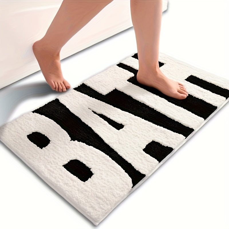 BATH Letter Pattern Non-Slip Bathroom Mat 40cm x 60 cm, Comfortable Durable Machine Made Polyester, PVC Backing, Perfect for Modern Bathroom