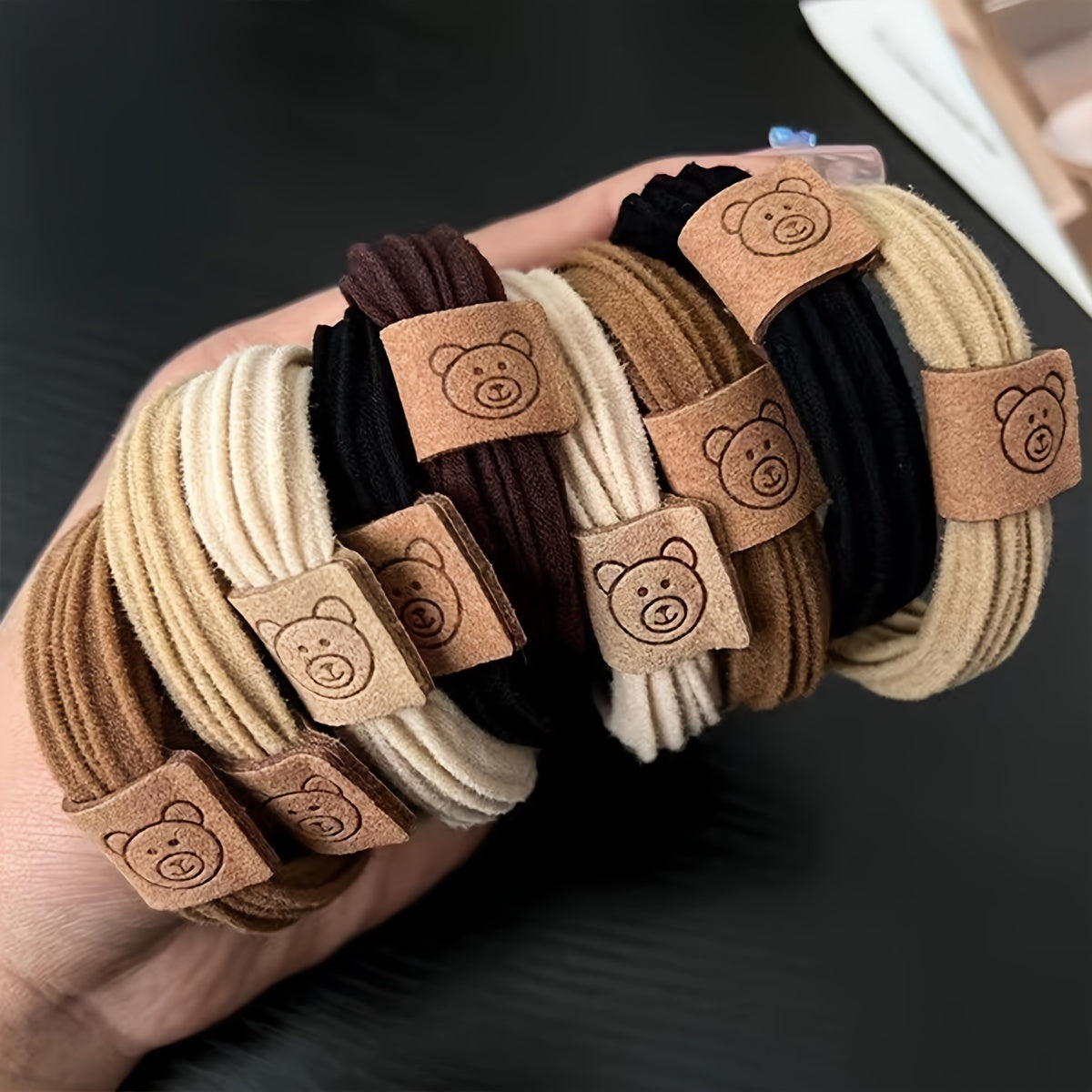 10 Pcs of Trendy Cute Simple Bear Decor Elastic Hair Ties for Casual Sports Hairstyles