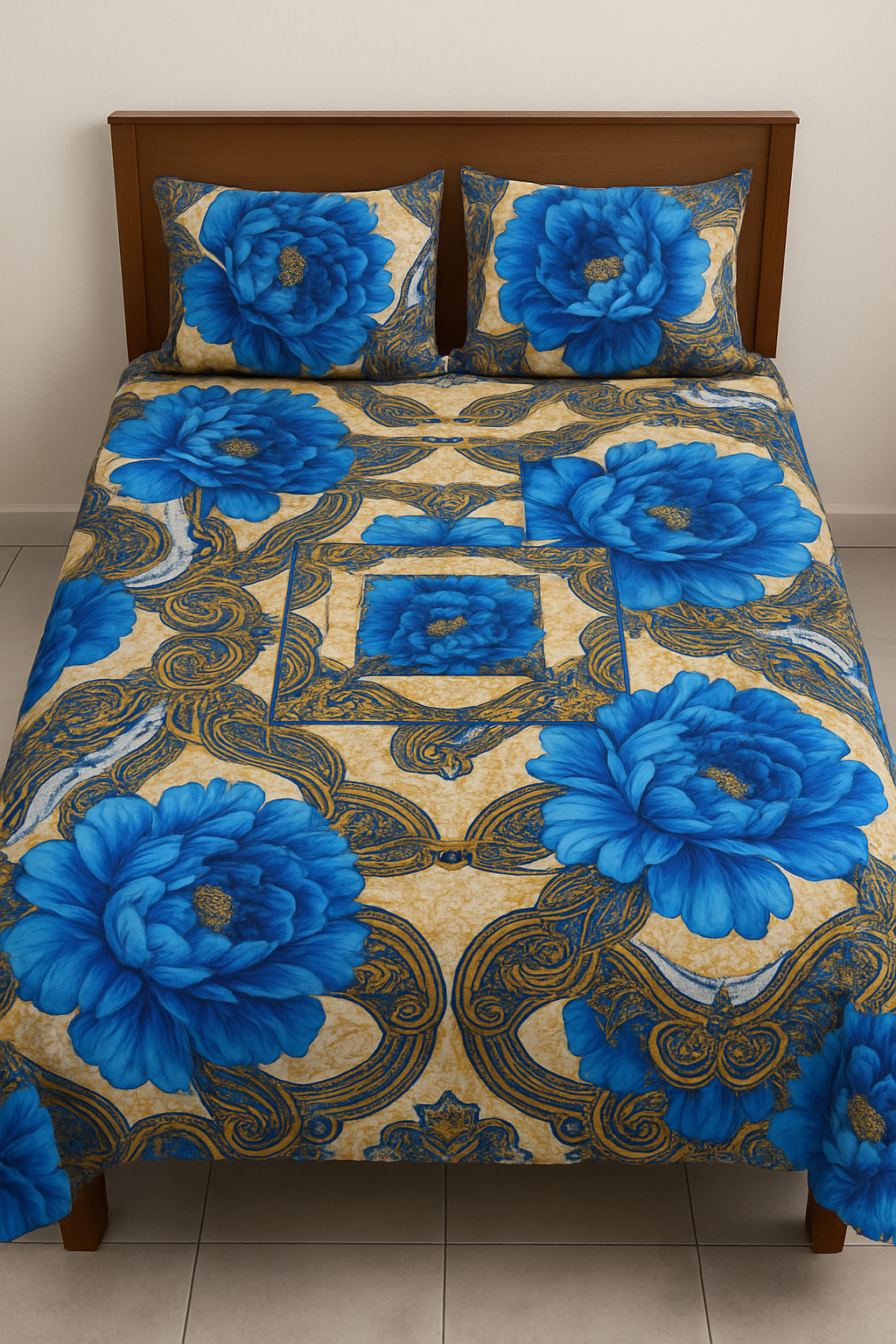 Super King Size Glace Cotton Printed Bedsheet with 2 Pillow Covers – Soft, Breathable & Stylish (Random Prints- Pack of 1)