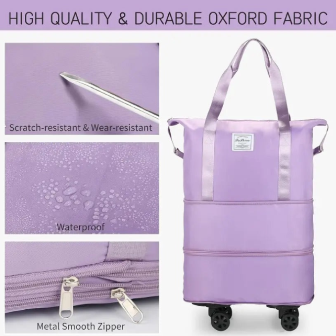 Duffel Trolley Bag with Wheels – Expandable & Foldable Travel Luggage Bag (Lightweight & Durable)