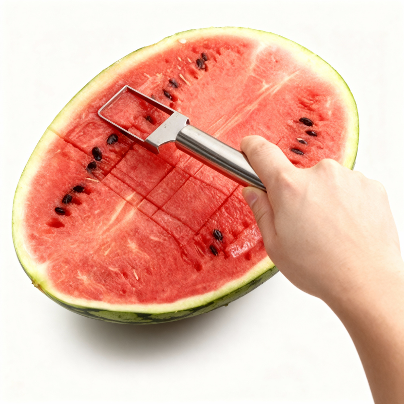2 in 1 Watermelon Slicer Cutter & Spoon – Dual Function Fruit Slicer, Scooper & Server for Easy Fruit Preparation(Pack of 1)