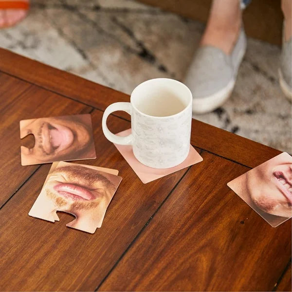 Funny Face Design Coaster - 4 Pcs