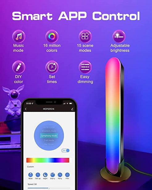 Gaming LED light bars with 15 ambient scene modes and adjustable brightness