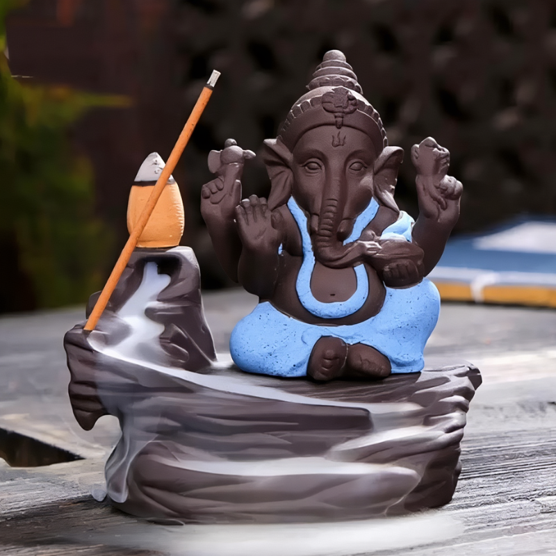 Bal Ganesha Smoke Fountain Incense Burner with 12 Backflow Scented Cones – Spiritual Home Decor & Aromatherapy Gift
