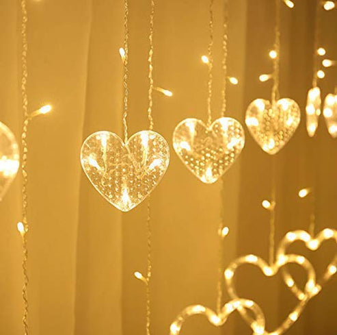 eart-shaped curtain light with 6 big hearts and 6 small hearts for decoration