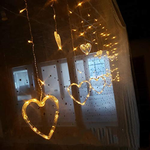  Heart-shaped curtain light with 6 big hearts and 6 small hearts for decoration hanging on ceiling 