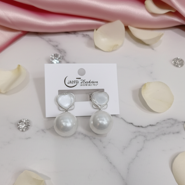 Heart Shaped Earrings with Circular Drop – Romantic Dangle Earrings for Women, Lightweight Statement Jewelry (1 Pair)