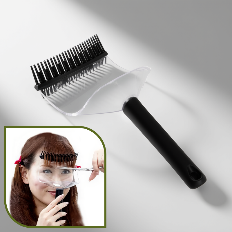 Home Haircut Bangs Guide Tool – 2-in-1 Comb & Face Shield for Safe & Precise DIY Fringe Trimming (Pack of 1)