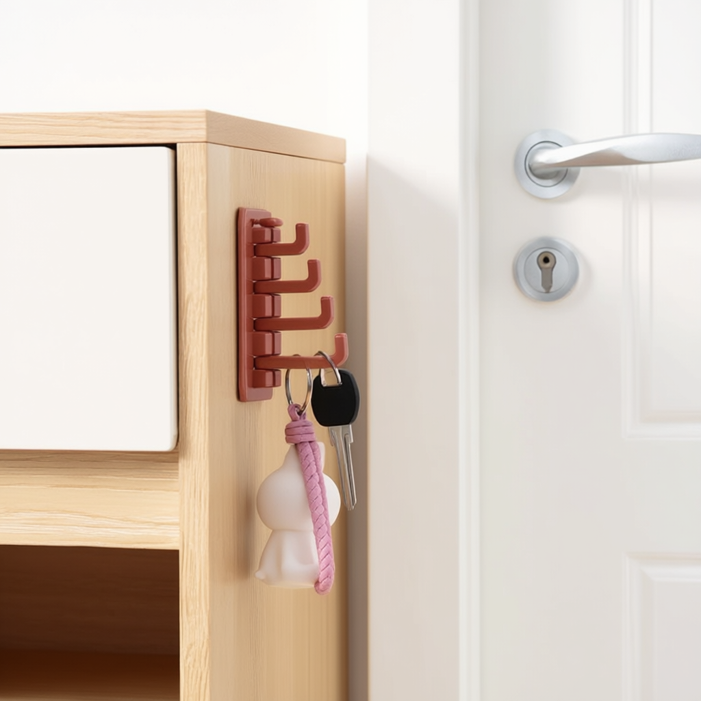 Rotatory Multi-Purpose 4-Hook with Adhesive Sticker – Kitchen & Home Use (Random color-Pack of 1)