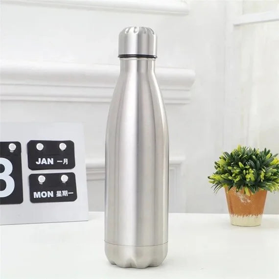 12 Hours Cold Water Guarantee Home Joy Hot & Cold Cola Bottle 750ml + Free Bottle Brush, Stainless Steel Water Bottle