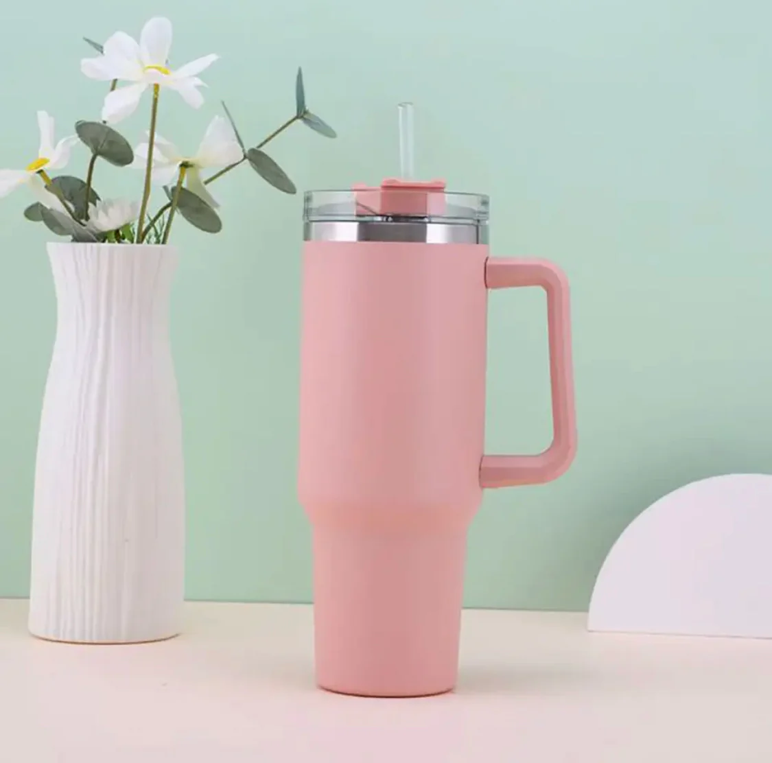 1200 ml Tumbler, Stainless Steel Vacuum Insulated Tumbler with Lid and Straw for Water, Iced Tea or Coffee, Smoothie and More, Cream