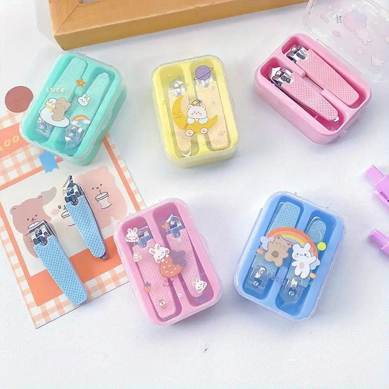 2pcs/Set Kids Nail Clippers, Cute Portable Household Nail Scissors, Manicure Tool Set