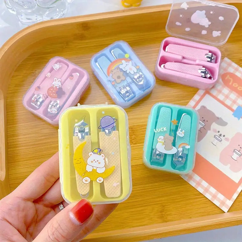 2pcs/Set Kids Nail Clippers, Cute Portable Household Nail Scissors, Manicure Tool Set