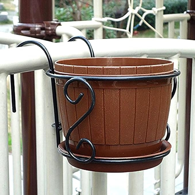 Large Black Metal Hanging Flower Pot Holder (Pack Of 2)