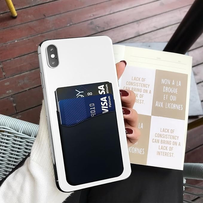 Stick-On Phone Wallet – Card Holder Pouch for Back of Mobile Case