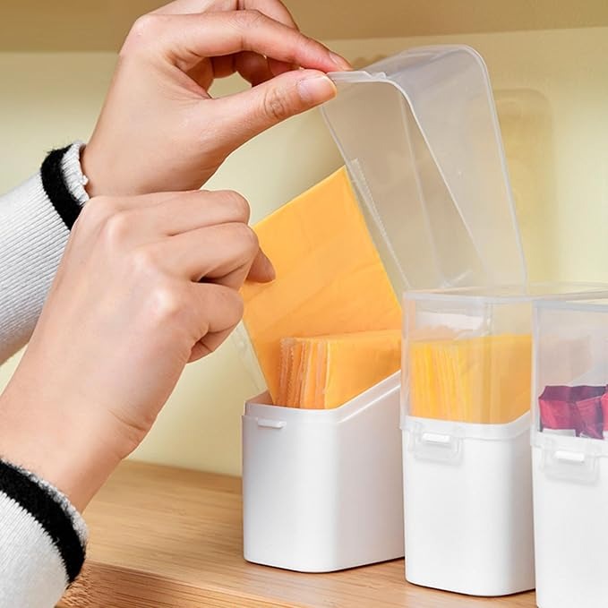 Sliced Cheese Container Clear Food Grade Fridge Saver Refrigerator Container (1 Pcs)