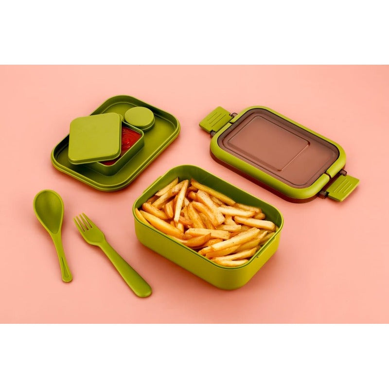 Snackle Pack Lunch Box for Kids, Tiffin Box with 2 Small Conatiner, Spoon and Fork