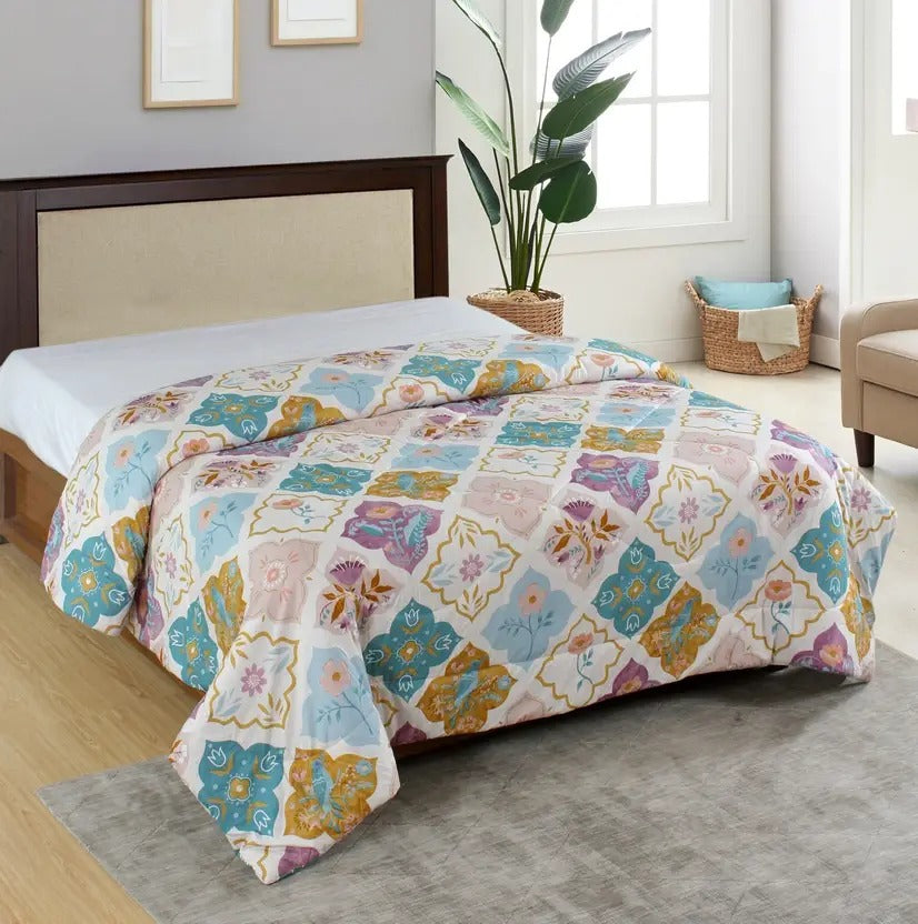 Soft Microfiber Double Bed AC Comforter For All-Season Comfort (Random Design)
