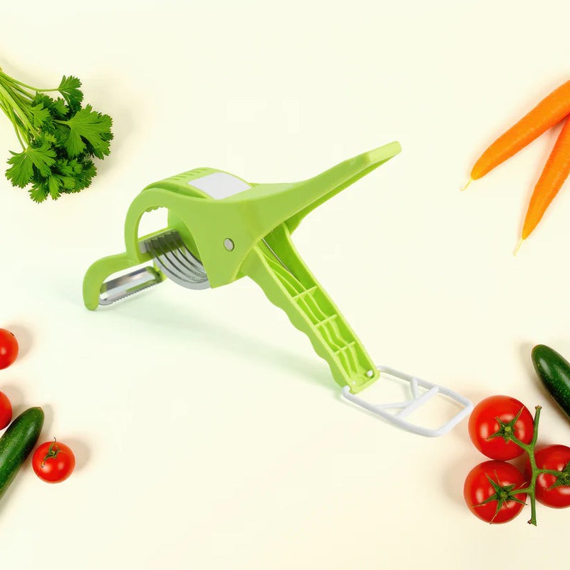 2 in 1 Vegetable and Fruit Multi Cutter, Peeler, Slicer Easy Slicing Sharp Stainless Steel 5 Blade Multifunctional Kitchen Tool