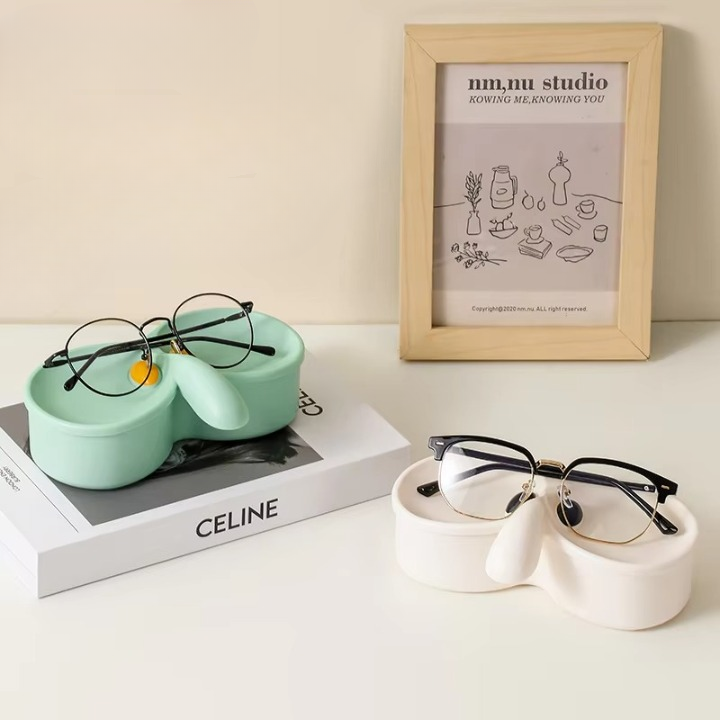 Double Slot Glasses Storage Box – Cute Whale Design Organizer for Desk or Nightstand (Random Color)