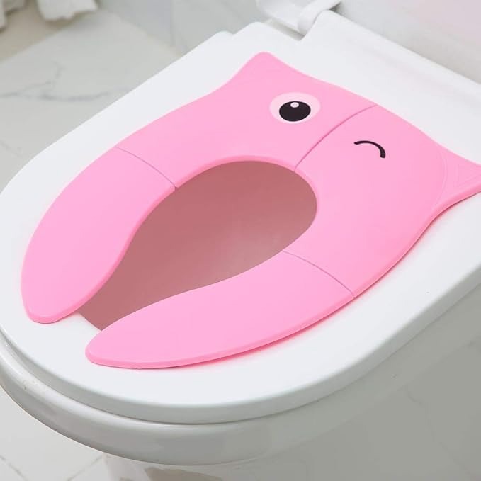 Folding Child Potty Seat Pad Cute Cartoon Toilet Seat Pad Reusable Kids Travel Toilet Cushion (Random color)
