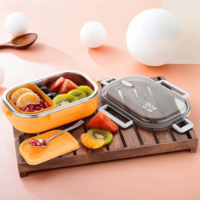 Stainless Steel Break Time Lunch Box With Steel Spoon