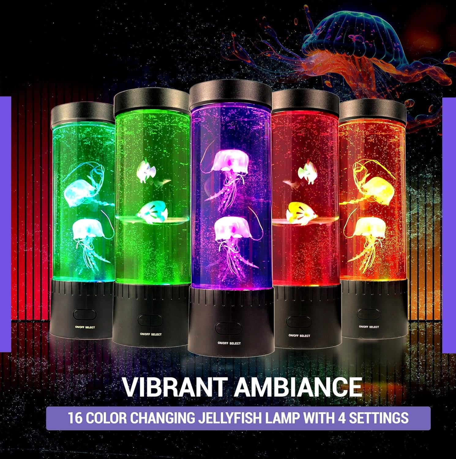 16 Color Changing Jellyfish Lava Lamp for Sensory Room LED Lights