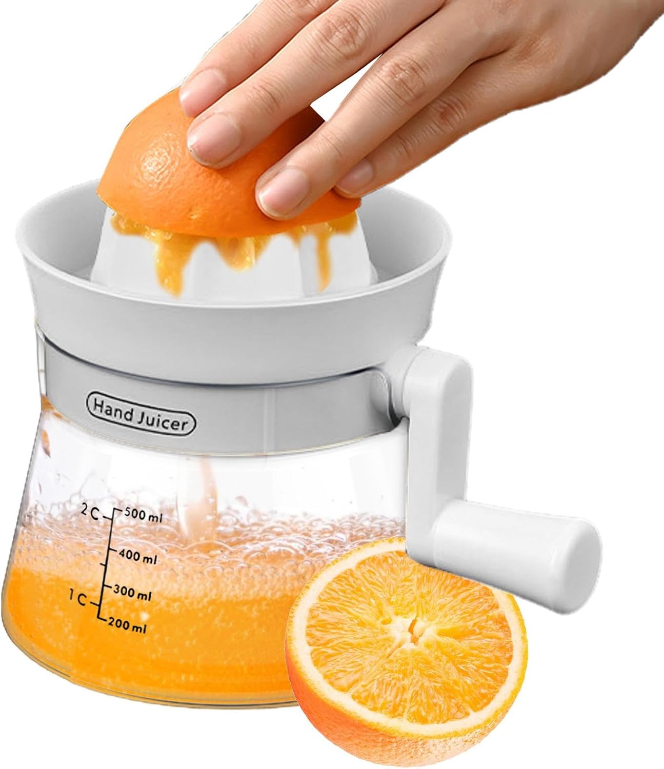 500ML Manual Orange Squeezer – Hand Press Lemon & Lime Juicer with Measurement Scale