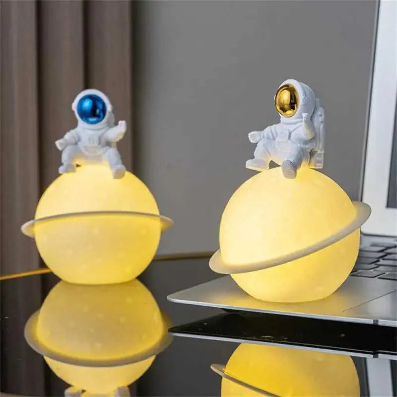 Astronaut Moon Lamp Night Light - Creative Desktop Lighting for Home Decor (Random Color)