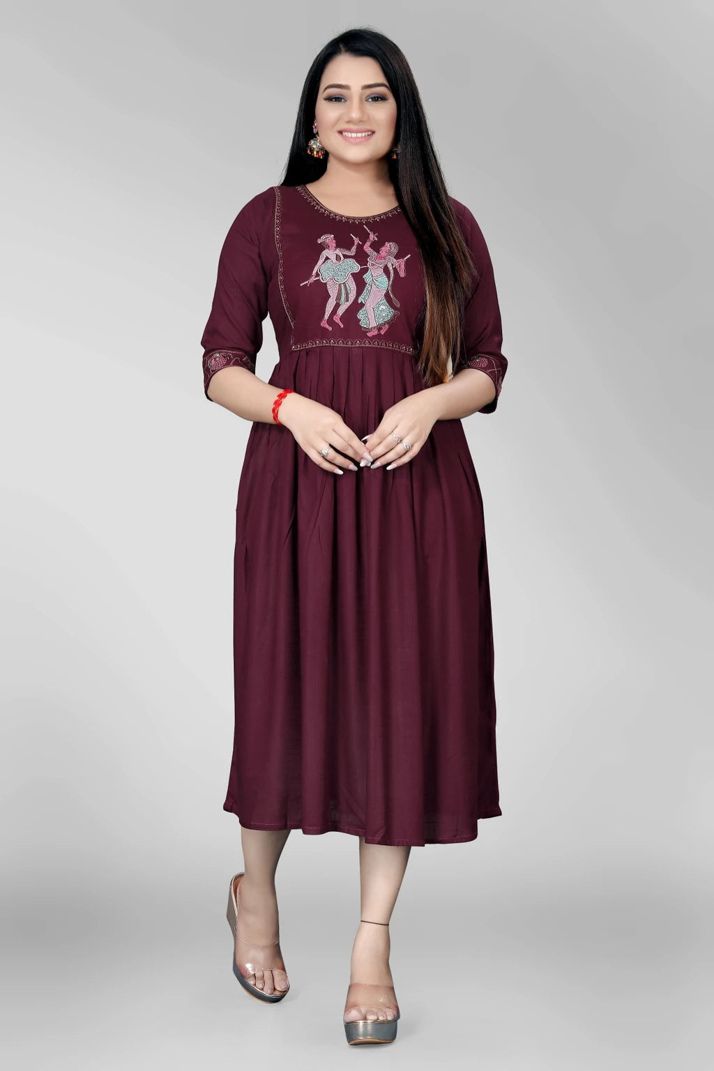 Embroidered Viscose Rayon Anarkali Kurta for Women