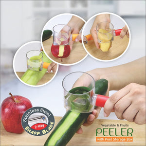 Multi-functional peeler for fruit and vegetables with durable plastic body