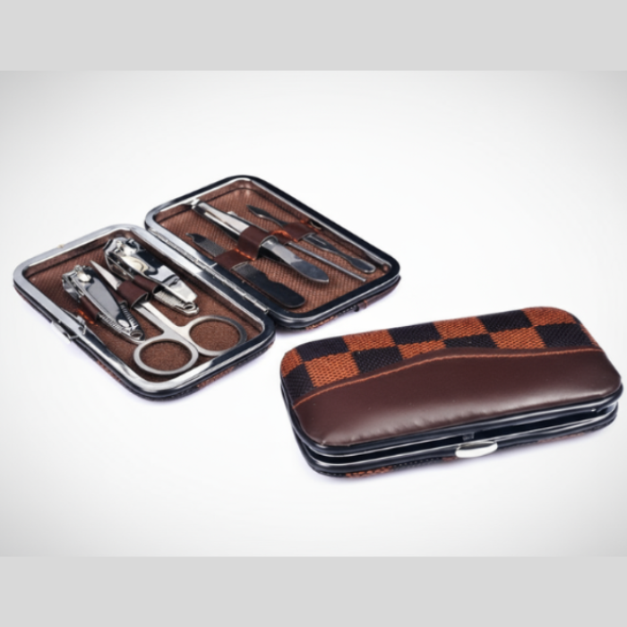 7 Pcs Stainless Steel Nail Tools Set – Professional Manicure & Pedicure Kit with Leather Case (Random Prints)