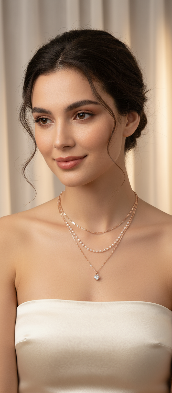 3-in-1 Layered Necklace – Trendy Multi-Layer Pendant Jewelry for Women, Elegant Statement Accessory