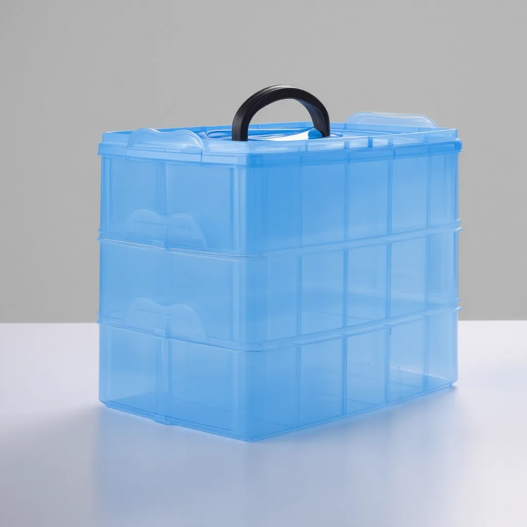 3 Layer – 30 Grid Storage Box | Transparent Plastic Organizer with Adjustable Compartments for Jewelry, Earrings, Rings, Beads, Art & Craft Supplies (Random Color-Pack of 1)
