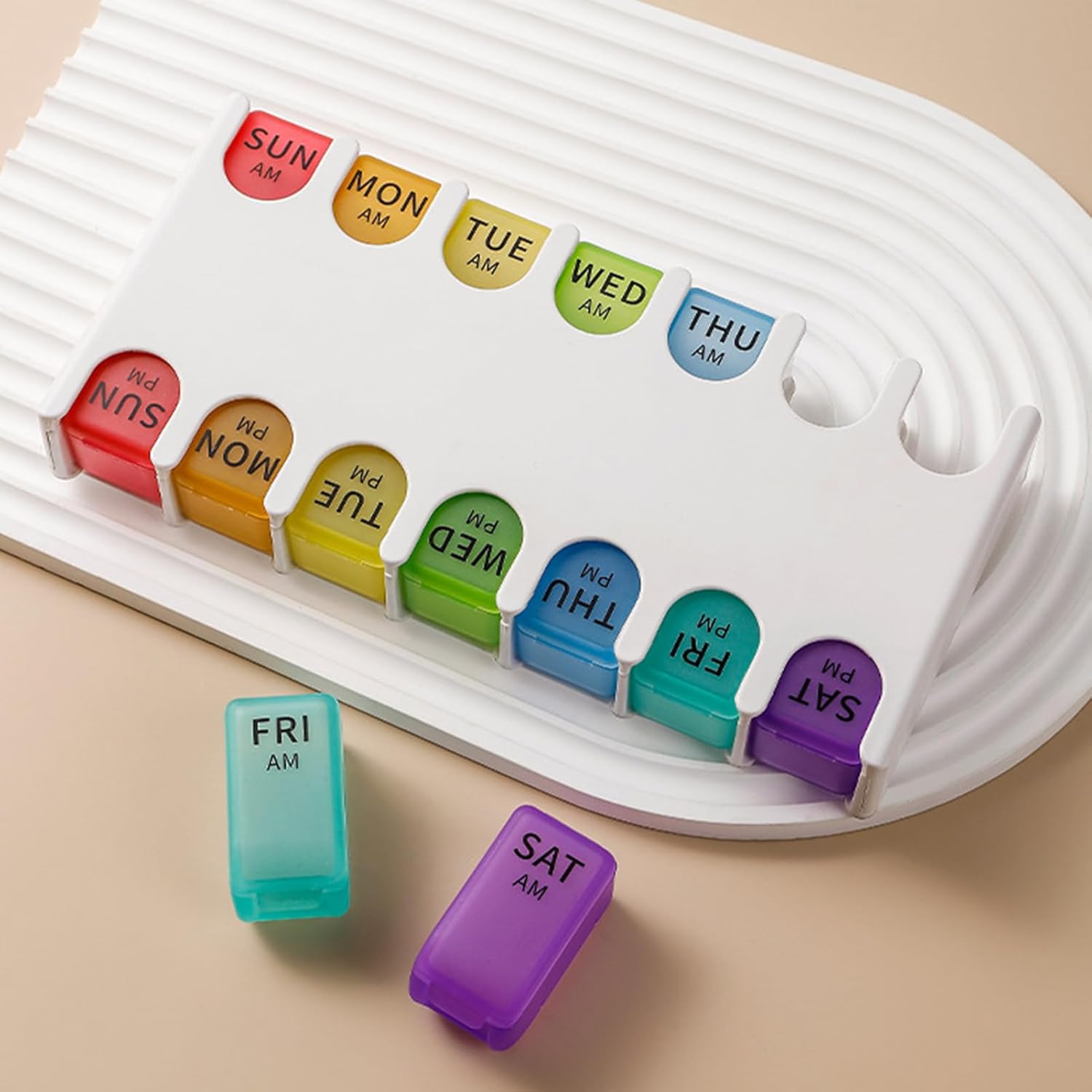 Travel Pill Organizer - Medicine Case 7 Day | Moisture Proof Portable Weekly Pill Box for Daily Airplane Home Work Out Vacation School