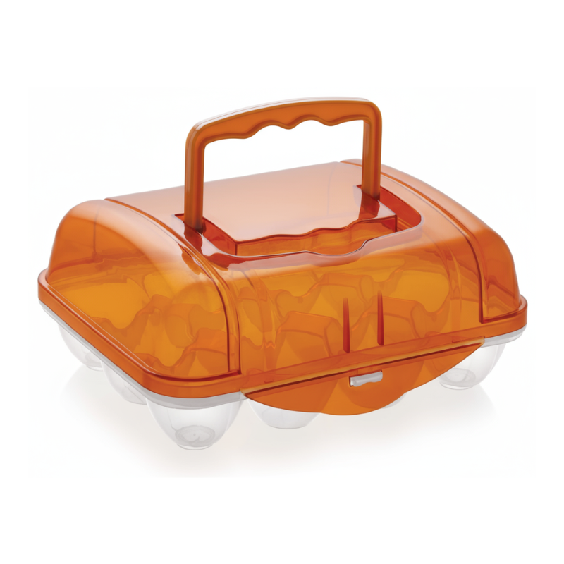 Plastic Egg Basket of 12 Egg Slot  – Durable Egg Storage Box with Handle for Fridge, Kitchen & Travel (Random Color-Pack of 1)