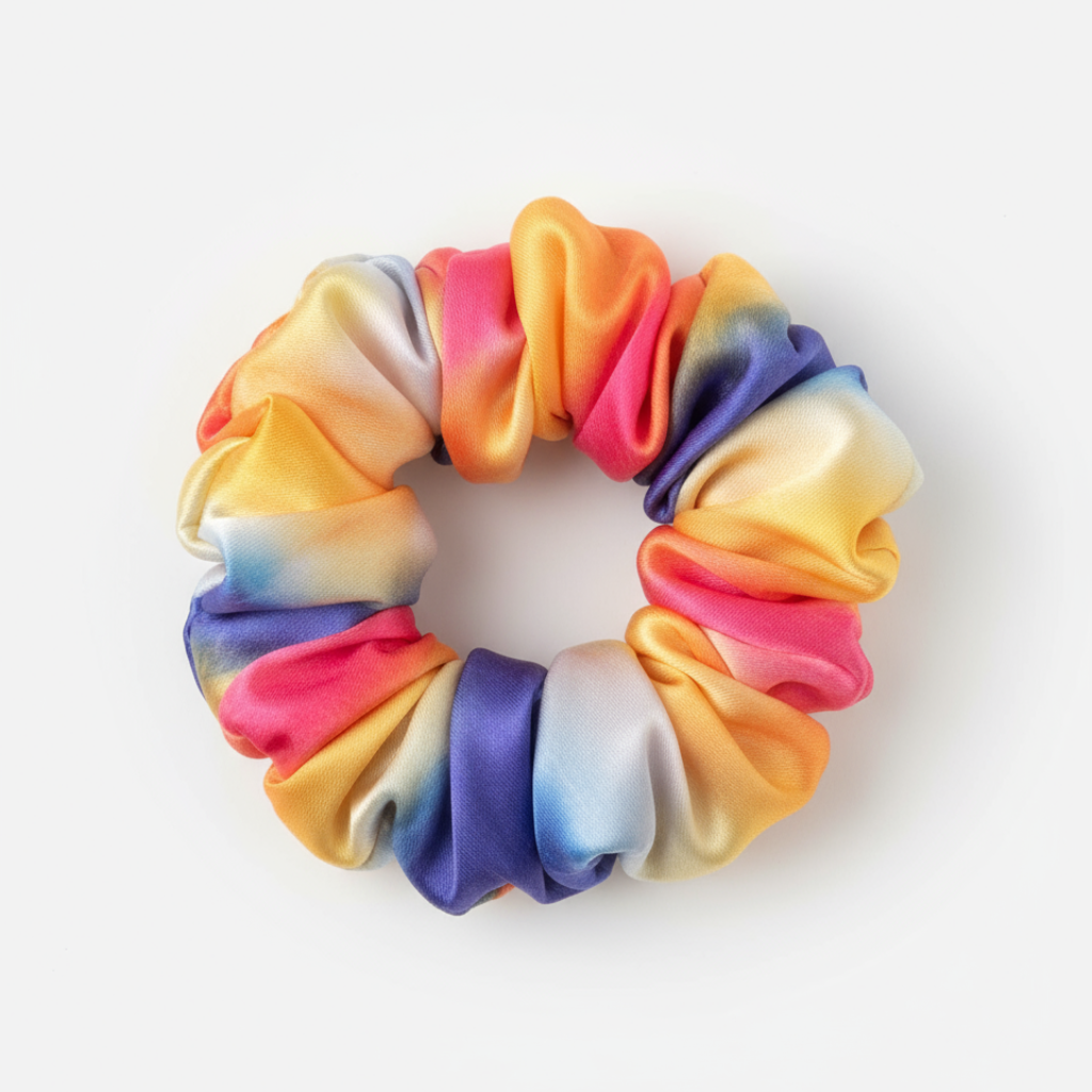 Printed Satin Silk Scrunchies – Large Size Hair Tie for Women & Girls | Soft, Smooth & Gentle on Hair | Stylish Ponytail Holder (Random Print-Pack of 1)