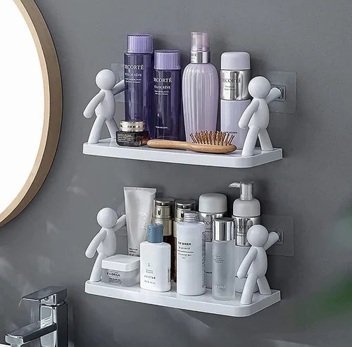 Wall Mount Shelf Bath Accessories, Wall Mounted Plastic Bathroom Shelf, Wall Shelf, Wall Mounted Shelf, Self Adhesive Shelf (Pack of 1)