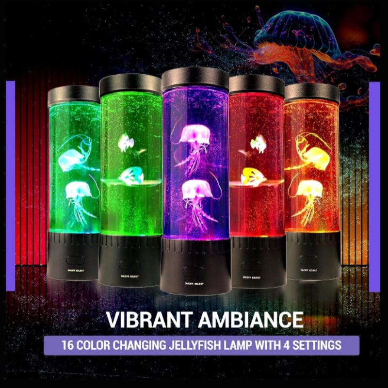 16 Color Changing Jellyfish Lava Lamp – LED Mood Light for Sensory Room, Home & Office Decor