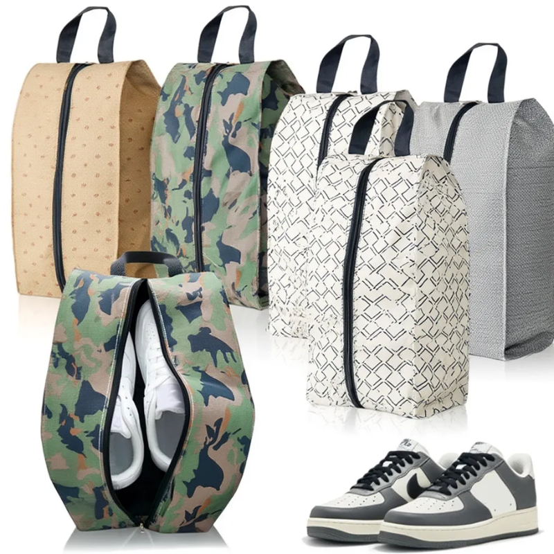 Travel Shoe Organizer Zipper Pouch – Compact Footwear Storage Bag (Random Print- Pack of 1 Pc)